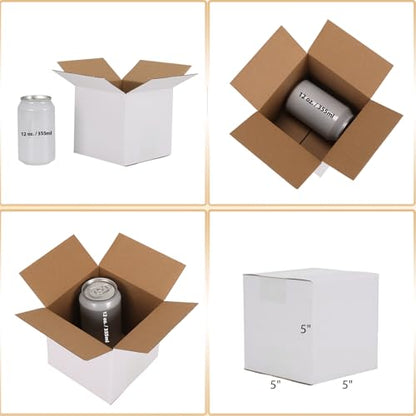 Calenzana 5x5x5 Inches Shipping Boxes Set of 50, White Corrugated Cardboard Box for Packing Mailing Small Business - size: 5x5x5