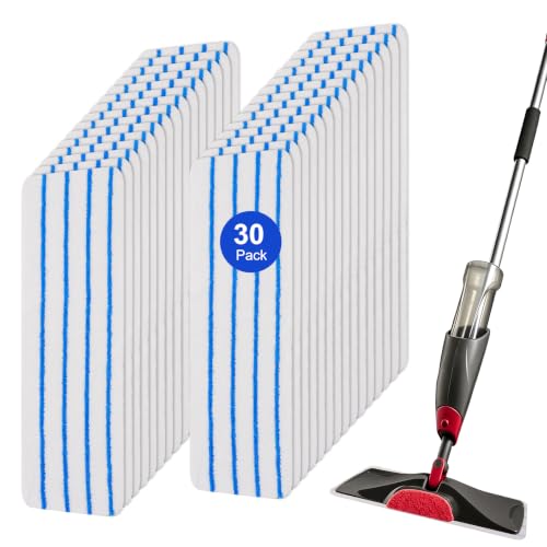 Replacement Disposable Mop Pad for Rubbermaid Reveal Spray Mop - 30 Pack Wet & Dry Floor Cleaning Refills Fit for Any Reveal Flat Cleaning System 16.5" (30 Pack) - color: 16.5 Inch-30pack-blue&white-disposable