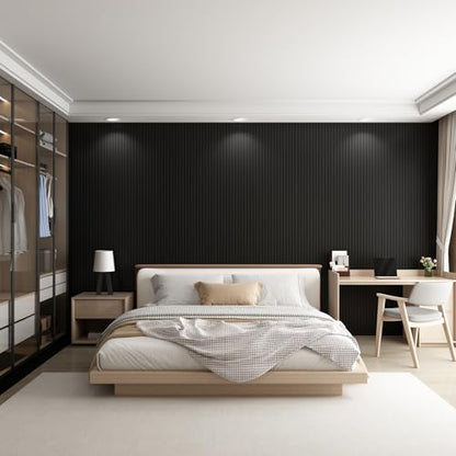 Slat Wall Panel 8-Pack, 108’’x6.3’’, Black - size: 108’’x6.3’’-Black
