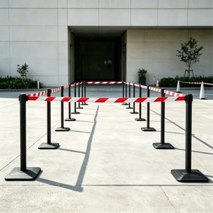 OrangeStar 4-Pack Crowd Control Stanchions, Heavy Duty Stanchion Set - color: Red & White Striped