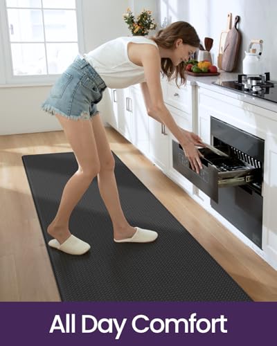 DEXI Kitchen Floor Mats Cushioned Anti Fatigue, 23x59 Standing Runner Rug - color: Black, size: 59"l X 23"w X 0.4"th