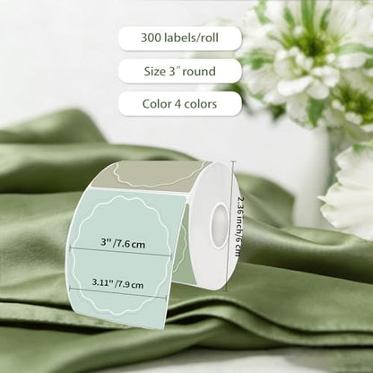 3 Inch Round Thermal Labels, Muted Summer Flower Thermal Sticker Labels for Small Business, Logo Design, Baking,300 Sheets/1 Roll - color: Muted Summer, size: 3 inch