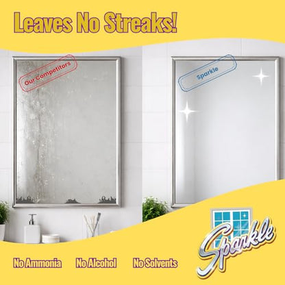 Sparkle Ammonia-Free Glass Cleaner Refill, Heavy Duty Streak-Free Window & Mirror Cleaner Spray, Original Formula, 2L Bottle (Pack of 1) - size: 67.6 Fl Oz (Pack of 1)