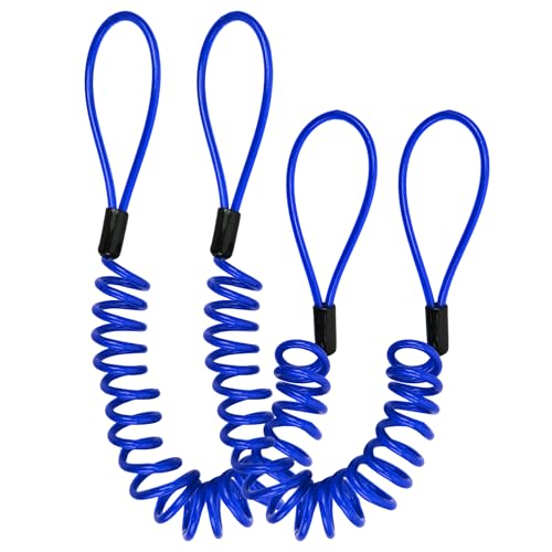 Security Cable Lock 2 Pack, 5FT Self-Coiling Stainless Steel Double Loop Cable, Flexible Anti-Theft Wire for Luggage, Bike, Helmet & Travel Gear (Blue) - color: Blue