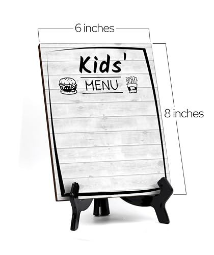 Kids' Menu 6x8 Dry Wipe Table Sign Easy Installation | Restaurant & Bar | Perfect To Clearly Direct Customers & Advertise Specials | No Pen Included - style: Kids' Menu