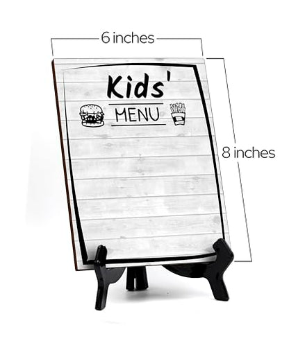 Kids' Menu 6x8 Dry Wipe Table Sign Easy Installation | Restaurant & Bar | Perfect To Clearly Direct Customers & Advertise Specials | No Pen Included - style: Kids' Menu