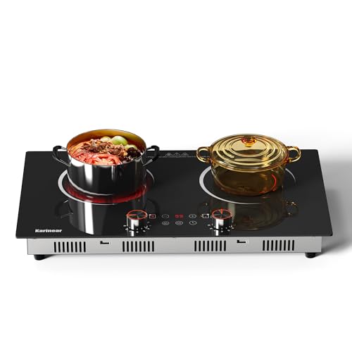 Karinear Electric Cooktop 2 Burner, 110V Electri Stove Top, Knob Control - color: 2 burners