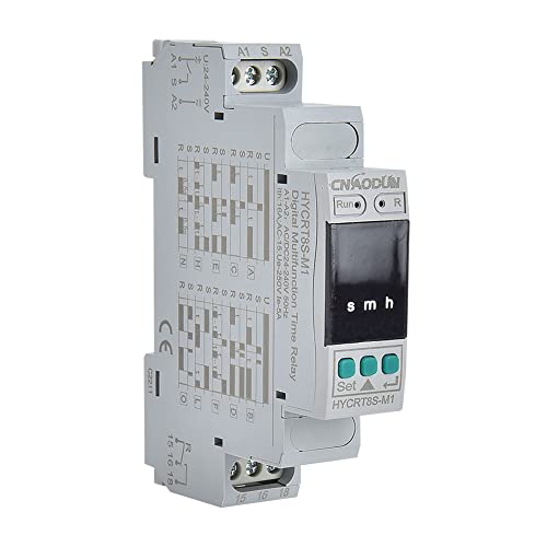 CNAODUN Multifunctional Time Delay Relay Digtal Display HYCRT8S-M1 AC/DC 24-240V Rotary Regulating Multifunction Time Relay DIN Rail Mount Type - size: HYCRT8S-M1,Multifunction