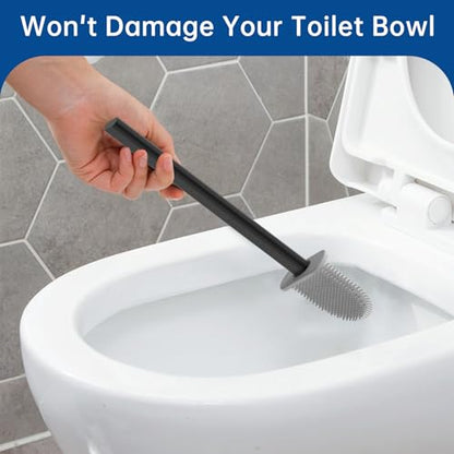 TEITEAI RV Toilet Bowl Brush - Silicone Bristles, Gentle on Toilets | Wall-Mounted for RVs, Trailers, Campers | Anti-Roll, Anti-Drip Design for Travel-Friendly Convenience