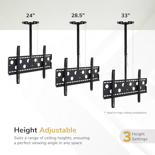 Mount-It! Ceiling TV Mount for 42–98 Inch TVs – Full Motion Swivel, Tilt & Height Adjustable Bracket, 220 lb Heavy-Duty Capacity, VESA 800x450, Sloped Ceilings & Corners – Home & Commercial Use - size: Large Single