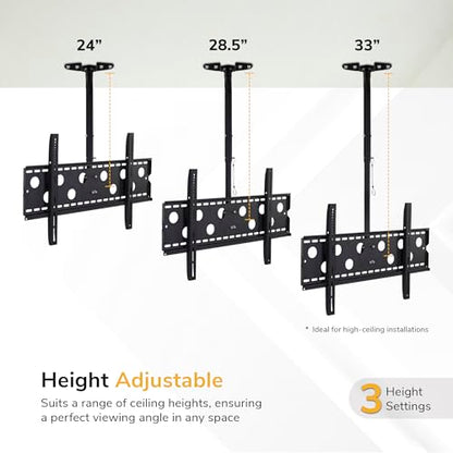 Mount-It! Ceiling TV Mount for 42–98 Inch TVs – Full Motion Swivel, Tilt & Height Adjustable Bracket, 220 lb Heavy-Duty Capacity, VESA 800x450, Sloped Ceilings & Corners – Home & Commercial Use - size: Large Single