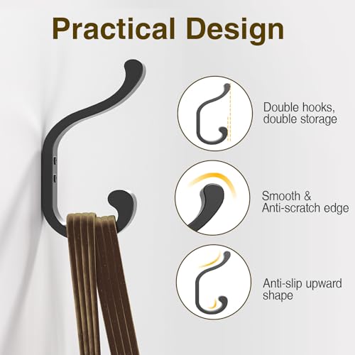 Coat Hooks Wall Mount,Heavy Duty Wall Hooks for Backpack,Towel,Black 4 Pack - color: Black, size: 4 Pack