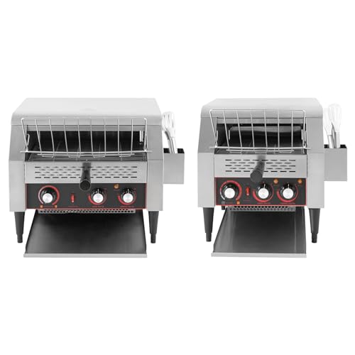 Conveyor Toaster, Electric Commercial Restaurant Industrial Conveyor Toaster 7 Speed Heavy Duty Bread Baker Machine with Box & Clip for Baking Toast, Sandwiches, Pineapple Buns (450 Slices/H)