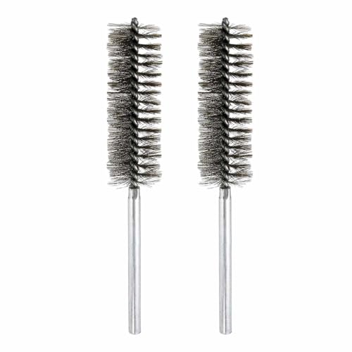 HARFINGTON 2pcs Wire Bore Brush 8 x 1-1/4" 5/16 Inch Shank Stainless Steel Bristles Cleaning Brush for Clean Car Part Tube Kitchen Garage - size: 8 x 1-1/4"