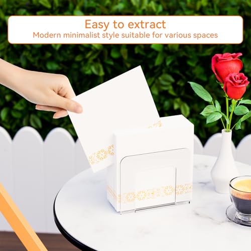 Yieach 2 Pack Square Clear Napkin Holder for Table,Party,Bar,5x5 Small Vertical Standing Lucite Napkin Holder for 8x8 Floral Paper Napkins,Modern Plastic Cocktail Napkins Holder for Dining Room Decor