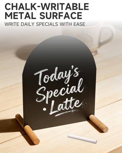Tabletop Menu Display Stand with Writable Board and Magnetic Holders - size: A5 Horizontal (11 × 6.7 in)