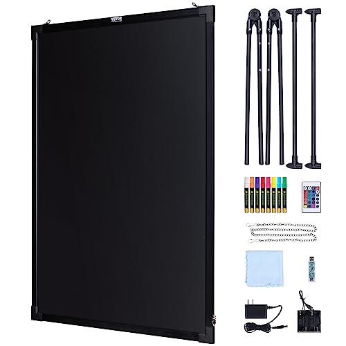 VEVOR 32"x24" LED Message Writing Board, Menu Sign Boards, Illuminated Erasable Lighted Chalkboard, Neon Effect Drawing Panel with 8 Fluorescent Chalk Markers and Remote Control - size: 32"W x 32"H