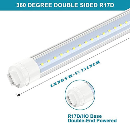 JESLED 360 Degree T8 T10 T12 5ft 36w LED Tubes, R17D/HO Base, 4-Pack - size: 5 feet