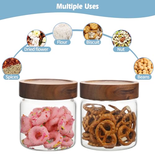 Small Glass Jars With Lids 16oz Spice Jars with Screw Lids Kitchen Clear Glass Storage Canister Container for Salt Herbs Cinnamon Coffee Seasoning Candy Cookie Tea (16oz(500ml)-2 pack) - color: 16oz(500ml)-2 pack