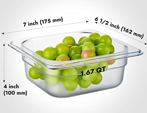 CURTA 6-Pack 1/6 Size 2.5" Deep NSF Polycarbonate Food Pans | Dishwasher & Freezer Safe Clear Container for Prep Tables, Buffet, Salad Bar, Commercial & Home Kitchen - color: 1/6 Size, size: 2-1/2" Deep