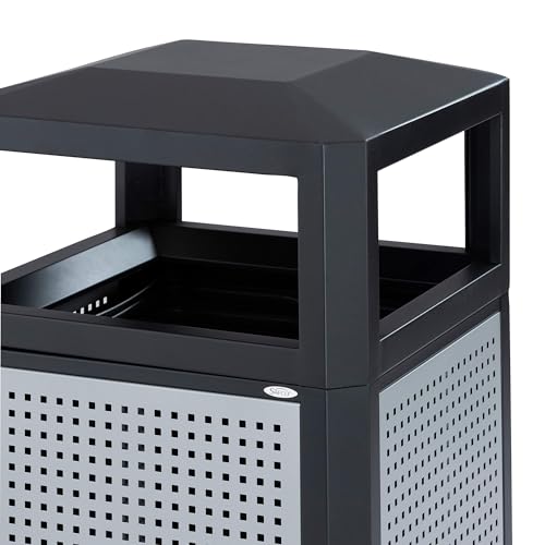 Safco Evos Steel Trash Can, 38 Gallons, Indoor and Outdoor Use, Commercial Garbage Can with Plastic Liner - size: 38 Gallon, style: Side Open