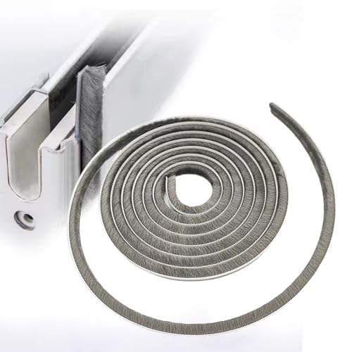 16 Ft (5m) 196 Inch Sliding sash Windows Doors Tape Pile Draught excluder Brush Seal Strip weatherstrip 6mm x 6mm (1/4 1/4 Inch, Gray) - size: 6mm * 6mm