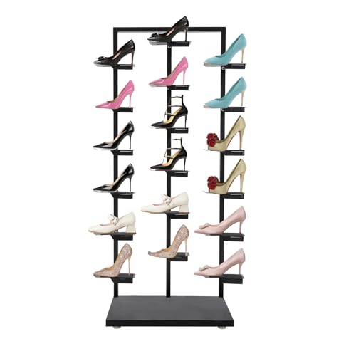 Commercial Clothing Store Shoe Rack, Retail Boutique Shoe Display Shelf Large Free Standing Shoe Shelf Shoe Organizer Stand Shoe Display Shelf Shoe Tower Rack for Home Store (Black) - color: Black