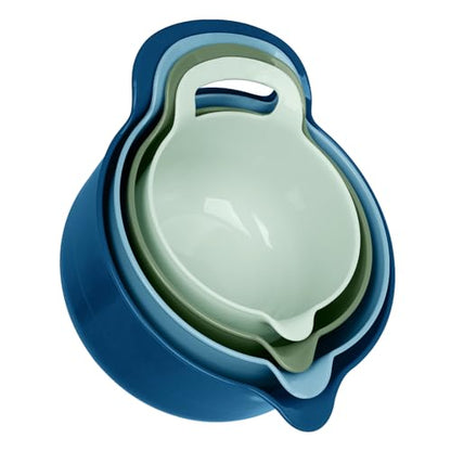 BoxedHome 4 Pack Nesting Mixing Bowl with Pour Spout and Handle, BPA free Microwave & Dishwasher Safe(Green/Blue, 4 Pack with Handle) - color: Green/Blue