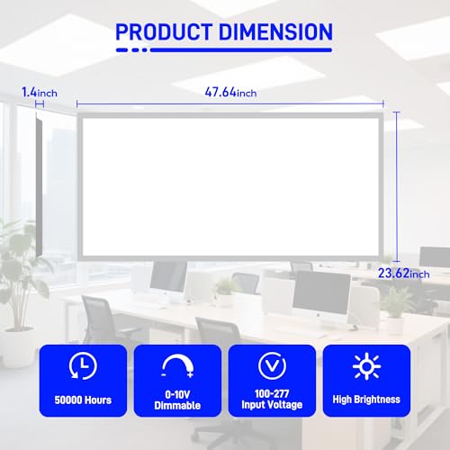 hykolity 2x4 LED Flat Panel Troffer Light 5CCT Dimmable,Drop Ceiling,4Pack
