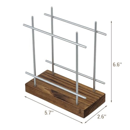 MyGift Upright Napkin Holder, Silver-Tone Metal with Burnt Brown Wood Base - color: Silver / Brown