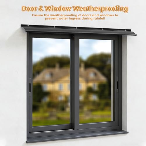 4" Extra-Wide Door Rain Drip Guard, 40" L Heavy Duty Aluminum Window Rain Diverter, Door Rain Deflector with Pre Drilled Holes and Expansion Screws (Black, 2pcs) - color: Black