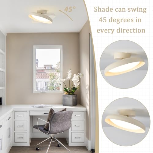 BISAMIYA Modern LED Ceiling Light, Brass Accent, 12.6 Inch Semi Flush Mount - color: Cream