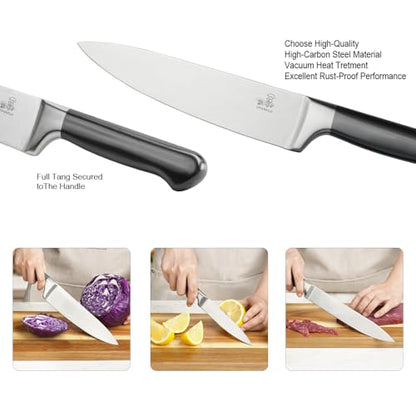 15-Piece Gray Kitchen Knife Set with Block and Sharpener, Dishwasher Safe - color: Gray