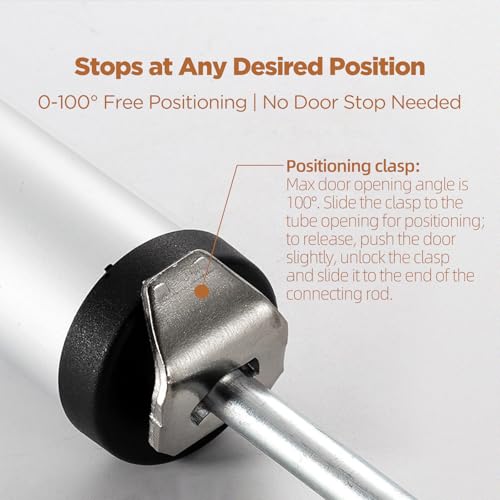 Storm Door Closer, Heavy Duty Adjustable Pneumatic Closer Kit with Safety Hold-Open Feature, Universal Replacement for Screen, Storm, Home, RV & Commercial Doors(LPDC-01)
