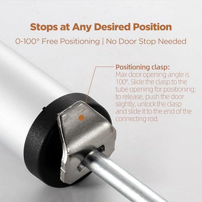Storm Door Closer, Heavy Duty Adjustable Pneumatic Closer Kit with Safety Hold-Open Feature, Universal Replacement for Screen, Storm, Home, RV & Commercial Doors(LPDC-01)
