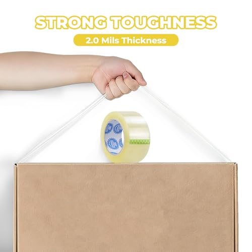 3-Inch Clear Packing Tape 24 Rolls (55 Yards, 2.0 Mil) | Industrial Heavy-Duty Sealing Tape for Warehouse, Fulfillment, Pallets & Shipping | Ultra Strong Adhesion | Fits 3-Inch Tape Dispensers