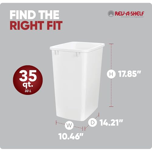 Rev-A-Shelf Double Pullout Garbage Trash Cans for Kitchen Cabinets, 35 Qt - color: White, style: 2 Pack