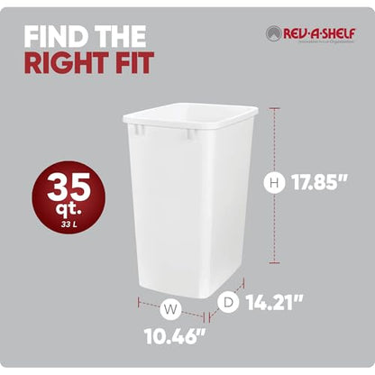 Rev-A-Shelf Double Pullout Garbage Trash Cans for Kitchen Cabinets, 35 Qt - color: White, style: 2 Pack