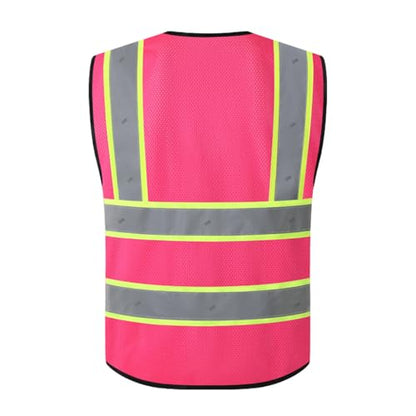 Safety Vest for Men Women Reflective Construction Vest - color: Pink, size: X-Large