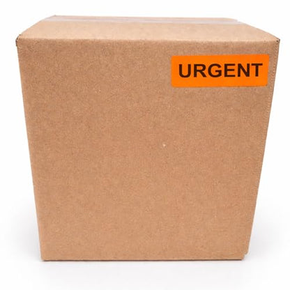 Urgent Stickers, 500/Roll, Fluoro Orange Courier & Handling Labels, 2.8" x 1" (70mm x 25mm), Permanent Adhesive - style: URGENT