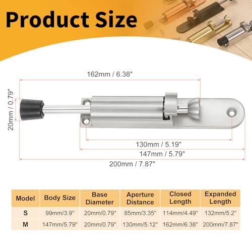 M METERXITY Kickdown Door Stop w/Rubber Tip and Screws 1.77" Silver - color: Silver, size: 1.77"