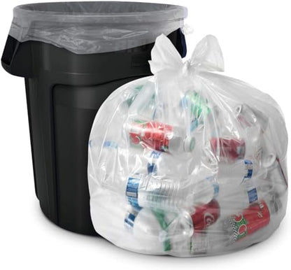 Commander 55 Gallon 3 MIL (eq) Clear Heavy Duty Contractor Bags with Flap Ties - 36" x 56" with flaps - Pack of 40 - For Contractor, Industrial, & Outdoor