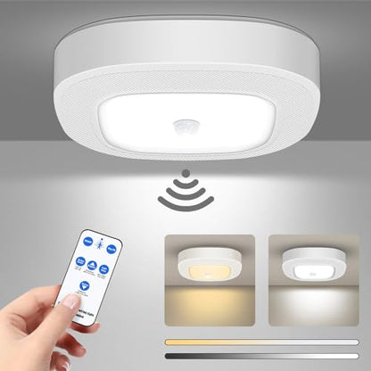 Battery Powered Motion Sensor Light with Remote, Wireless 300LM Indoor - color: Color Changeable - Remote