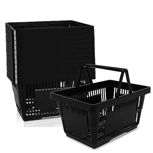 12PCS Shopping Baskets with Handles, 21L Durable Plastic Shopping Cart