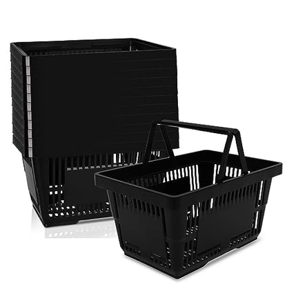 12PCS Shopping Baskets with Handles, 21L Durable Plastic Shopping Cart