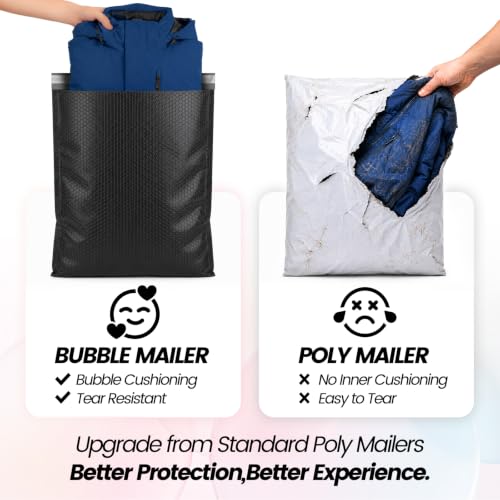 Fuxury Bubble Mailers 19x24" 120 Pack Black Large Padded Envelopes bulk - color: Black, size: 19x24" 120PC