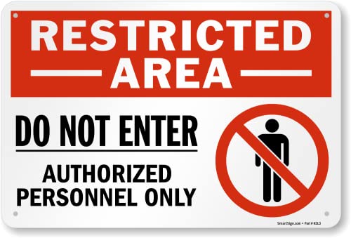 SmartSign 12 x 18 inch “Restricted Area - Do Not Enter, Authorized Personnel Only” Sign with Symbol, Digitally Printed, 55 mil HDPE Plastic, Red, White and Black, Made in USA - style: 12" x 18" - Plastic