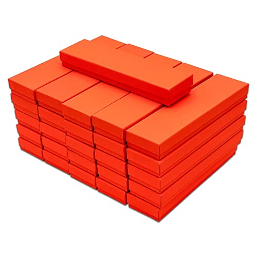 TheDisplayGuys 25 Cardboard Jewelry Gift Boxes with Inserts - Neon Orange - color: Neon Orange