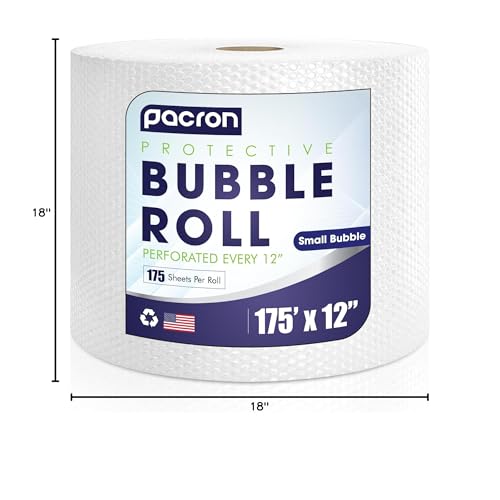 Bubble Roll Wrap 12" x 175', 1-Pack 3/16" Perforated Small Cushioning - size: 175 Sq Ft