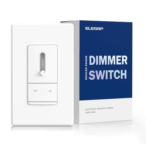 ELEGRP Slide Dimmer Light Switch, Universal Dimmable LED Lighting Control, Single Pole or 3 Way Dimmer Switches for Led Lights, Wall Plate Included, UL Listed, 1 Pack, Matte White - color: White